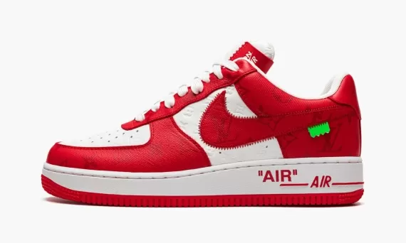 Shop Men's Louis Vuitton AIR FORCE 1 Low Virgil Abloh - White/Red On Sale