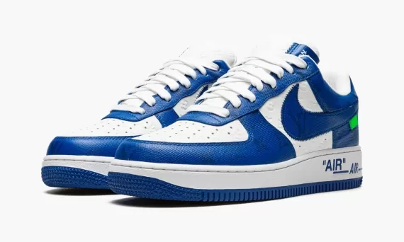 Men's Louis Vuitton AIR FORCE 1 Low Virgil Abloh - White/Blue Available Now!