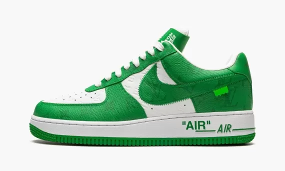 Women's Louis Vuitton AIR FORCE 1 Low Virgil Abloh - White/Green On Sale!