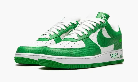 Women's Luxury Sneakers - Louis Vuitton AIR FORCE 1 Low Virgil Abloh - White/Green!