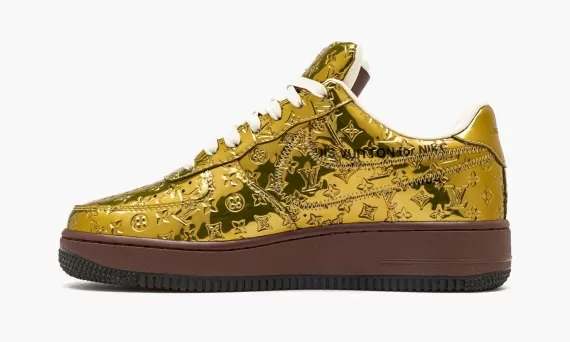 Women's Louis Vuitton AIR FORCE 1 Low Virgil Abloh - Metallic Gold Now Available at Shop