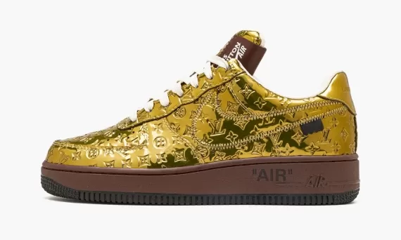 Shop Louis Vuitton AIR FORCE 1 Low Virgil Abloh - Metallic Gold for Women's at Sale