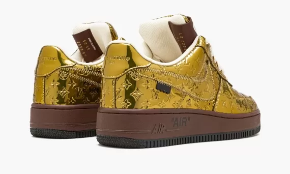 Women's Louis Vuitton AIR FORCE 1 Low Virgil Abloh - On Sale Now in Metallic Gold