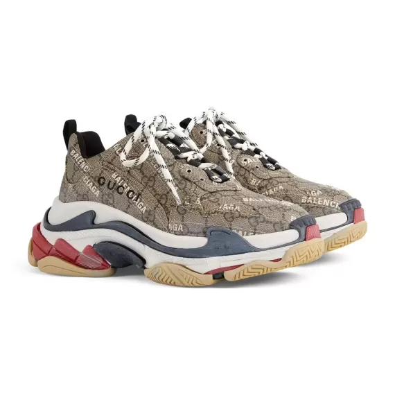 Stylish Men's Shoes - Balenciaga & Gucci Triple S - The Hacker Project Beige - Discounted