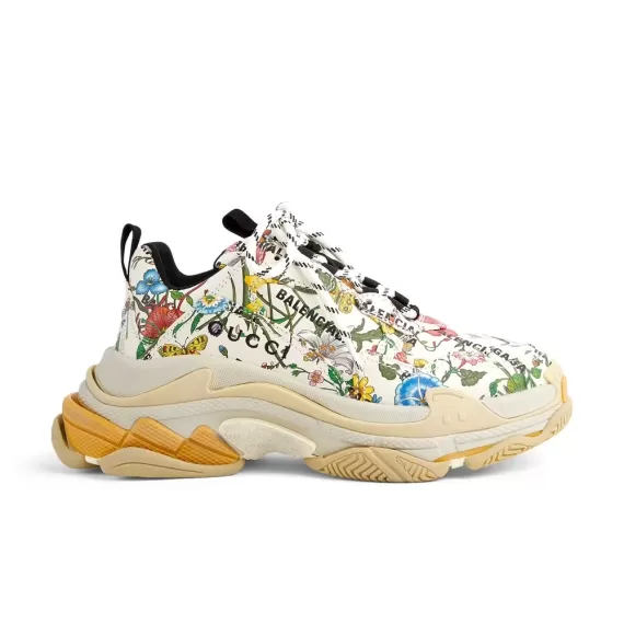 Balenciaga & Gucci Triple S - The Hacker Project Flora Print Men's Sneakers On Sale!