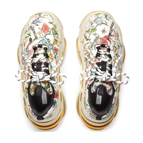 Shop Men's Balenciaga & Gucci Triple S - The Hacker Project Flora Print Sneakers!