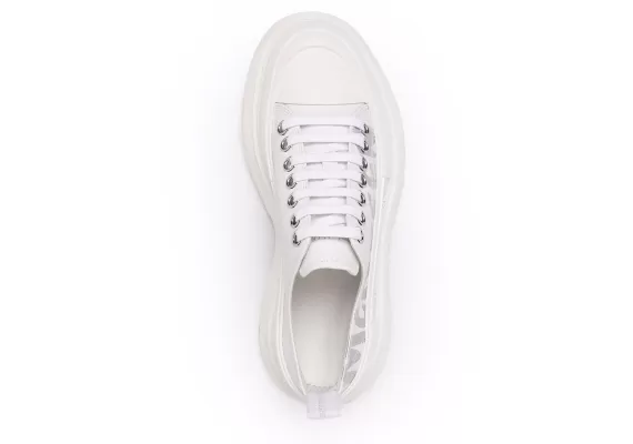 Score A Great Deal On Alexander McQueen Women's Logo Print White Chunky Sole Sneakers!