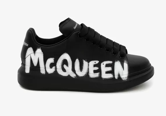 Shop Alexander McQueen Graffiti Oversized Sneaker in Black/white for Men's Sale