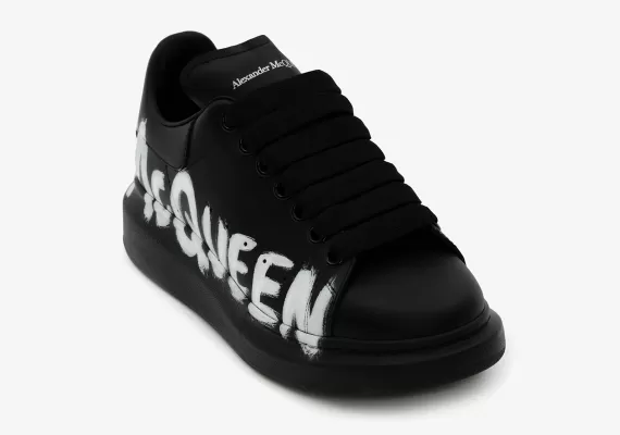 Men's Alexander McQueen Graffiti Oversized Sneaker in Black/white Available Now