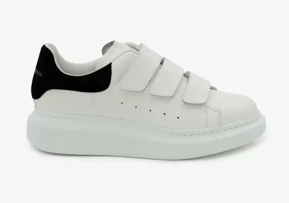 Men's Alexander McQueen Oversized Triple Strap Sneaker - White/Black - Sale Discount!