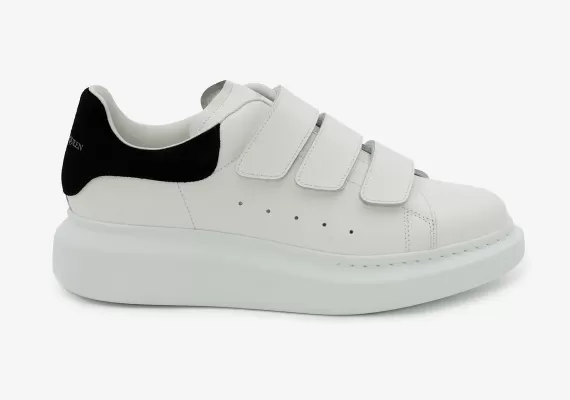 Alexander McQueen Women's Oversized Triple Strap Sneaker White/Black - Sale Discount!