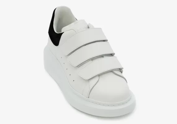 Shop Now! Women's Alexander McQueen Oversized Triple Strap Sneaker White/Black - On Sale!