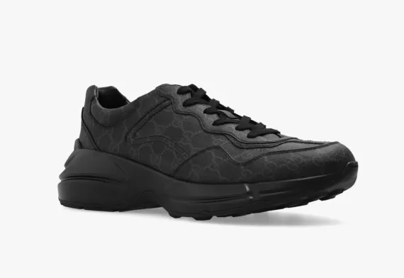 Men's Gucci Rhyton Sneakers with Monogram Pattern in Black - Shop Now!