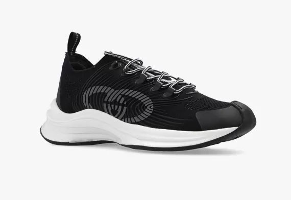 Men's Gucci Run Lace-up Sneakers Black/White on Sale