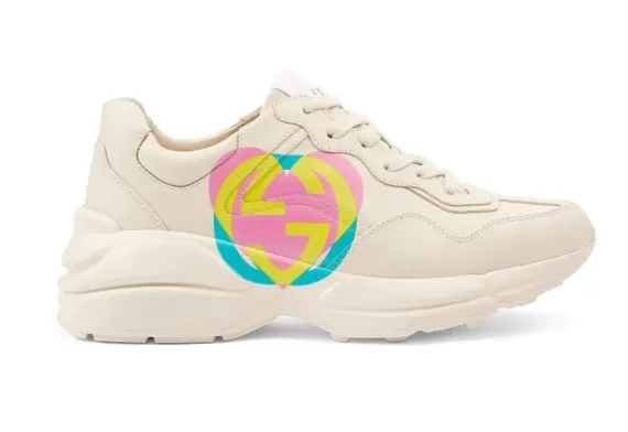 Shop Gucci Rhyton Multicolour Heart Print Sneakers for Women's at Discounted Price