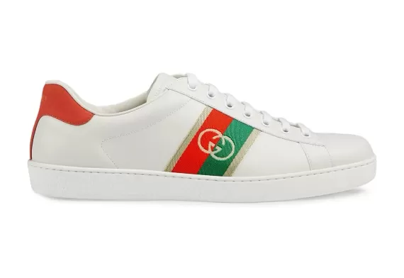 Buy Men's Gucci Leather Ace Sneakers White/Red/Green