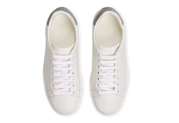 Women's Gucci Ace Low-Top Sneakers with Interlocking G Symbol in White and Grey Available to Buy Now