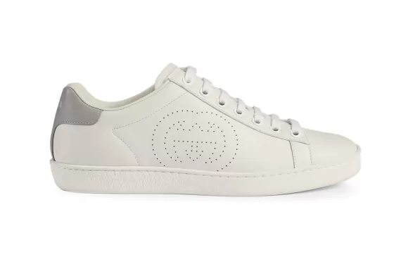 Shop Women's Gucci Ace Low-Top Sneakers with Interlocking G Symbol in White and Grey