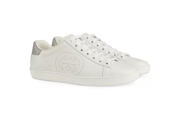 Buy Women's Gucci Ace Low-Top Sneakers with Interlocking G Symbol in White and Grey