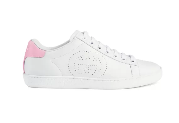 Shop Gucci Ace sneakers with Interlocking G symbol White/pink for Women's - Get Now on Sale!