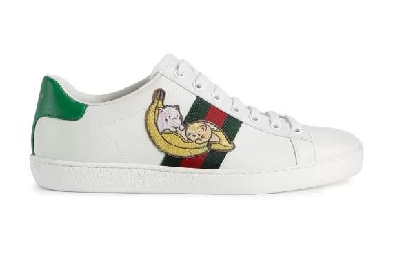 Get Gucci x Bananya Ace sneakers for women - white/green/red