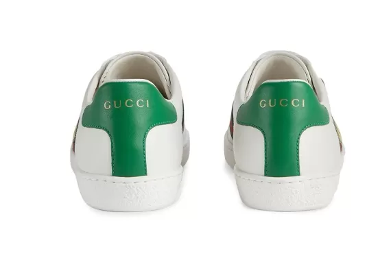Look fashionable in Gucci x Bananya Ace sneakers - white/green/red for women