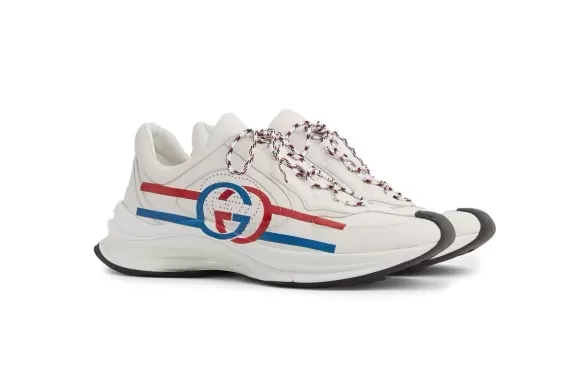 Shop Gucci Logo Print Low-top Sneakers - Red/White/Blue
