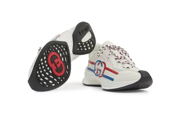 Stand Out with Men's Gucci Low-top Sneakers - Red/White/Blue Logo Print