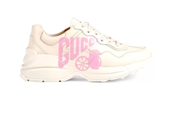 Shop Discounted Gucci Lemon Gucci-print Rhyton Leather Sneakers for Women
