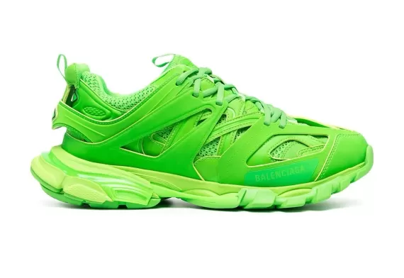 Men's Balenciaga Track Panelled Sneakers Fluorescent Green - Discount Shop!