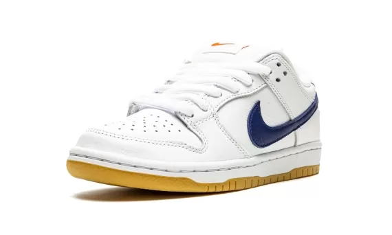 Get Women's Trendy Nike SB Dunk Low Pro ISO Orange Label - White/Navy Shoes at Discounted Price