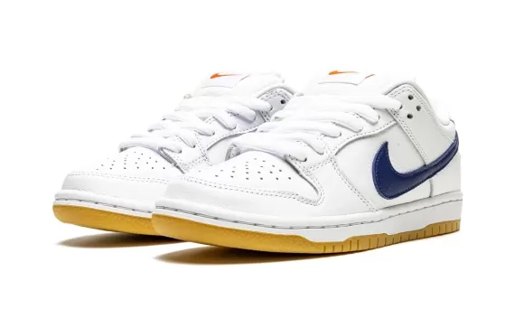 Women's Stylish Nike SB Dunk Low Pro ISO Orange Label - White/Navy Shoes at Discount