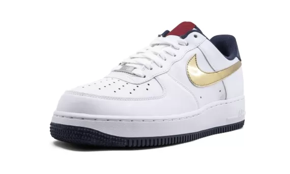 Discounted Men's Nike Air Force 1 '07 White/Metallik Gold-Obsidian Available Now