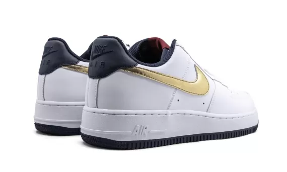 Men's Nike Air Force 1 '07 White/Metallik Gold-Obsidian at Affordable Prices