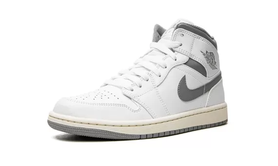 Men's Air Jordan 1 Mid - White / Stealth Grey - Get Discounted Now!