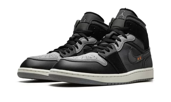 Get the Latest Women's Air Jordan 1 Mid SE CRAFT Inside Out - Black at Discount