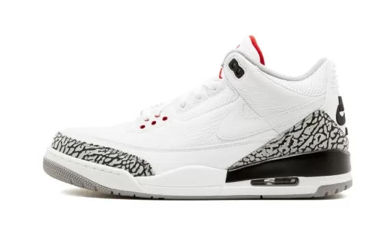 Men's Air Jordan 3 Retro JTH NRG - White/White-Fire Red-Black with Amazing Discount