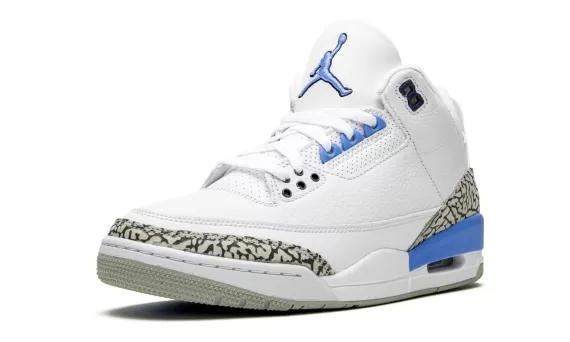 Save On Women's Air Jordan 3 Retro - UNC White/Valor Blue-Tech, Get Now!