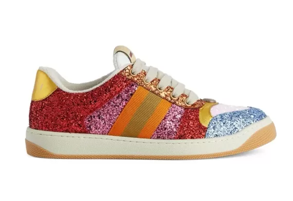 Sparkle in Style with Gucci Lovelight Screener Sneakers, Bright Red/Multicolour, Get it Now on Sale!