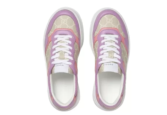 Get the Look - Women's Gucci GG Supreme Canvas Multicolour Multi-Panel Lace-Up Sneakers - Sale Discounted Price