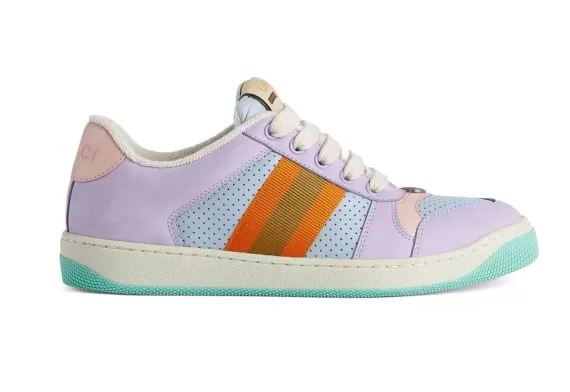 Shop now for Gucci Lovelight Screener sneakers - Lilac Purple/multicolour for women's, Get Sale!