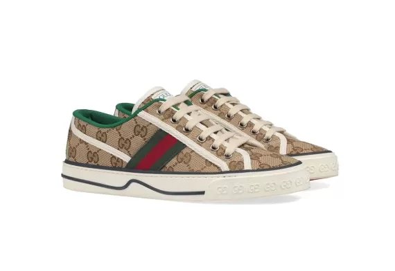 Shop Women's GG Gucci Tennis 1977 Beige/Ebony Sneakers - Buy and Save!