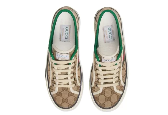 Women's GG Gucci Tennis 1977 Beige/Ebony Sneakers - Buy Now and Get Discount!