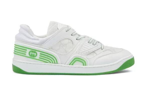 Shop Gucci Basket Sneakers for Men with White/Green Interlocking G Logo