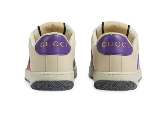 Women's Gucci Screener Leather Sneakers in Purple/Off-White/Blue - Get Yours Now!