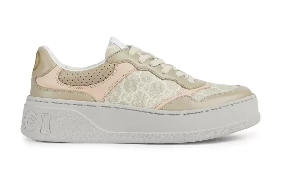 Shop Gucci GG Panelled Low-Top Sneakers - Beige for Women's at Sale