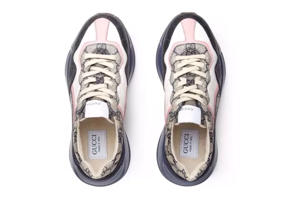 Women's Fashion Must-Have - Gucci GG Supreme Rhyton Sneakers - Blue/Pink/Beige - Buy for Less!