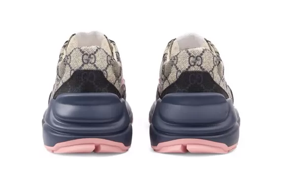 Buy Women's Designer Shoes Now - Gucci GG Supreme Rhyton - Blue/Pink/Beige - Great Discounts!