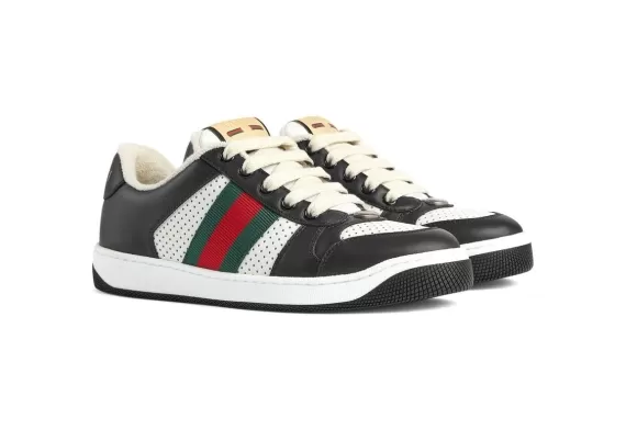 Women's Footwear: Gucci Screener Web Stripe Sneakers in Black/White, Buy Now!
