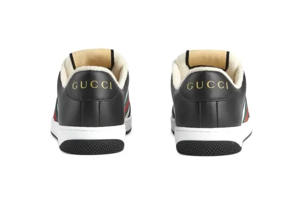 Women's Stylish Gucci Screener Web Stripe Sneakers in Black/White - Buy Now to Save!
